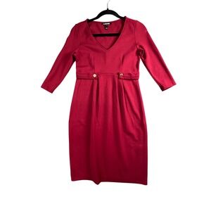Isabella Oliver Red V-Neck 3/4 Sleeve Sheath Dress Maternity Size 1 Knee Length